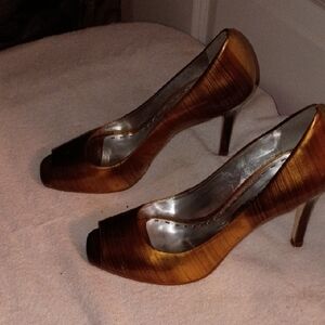 Gianni Bini Bronze Peep-Toe Heels